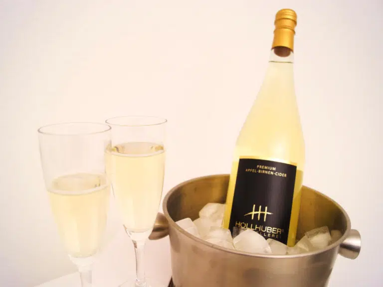 Ihr seht Apfel-Birnen-Cider der Mostkellerei Höllhuber / JUFA Pyhrn-Priel, von hier, äpfel, cider, regionalität, oberösterreich