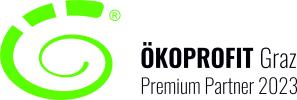 Sie sehen das Logo "Ökoprofit Premium Partner 2023".